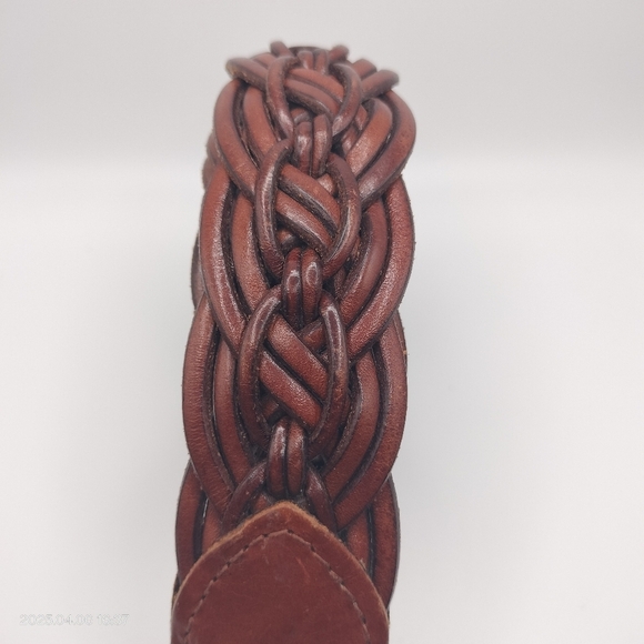 Talbot's Women Brown Genuine Leather Braided Belt Sz Small Silver D Buckle - Picture 7 of 10